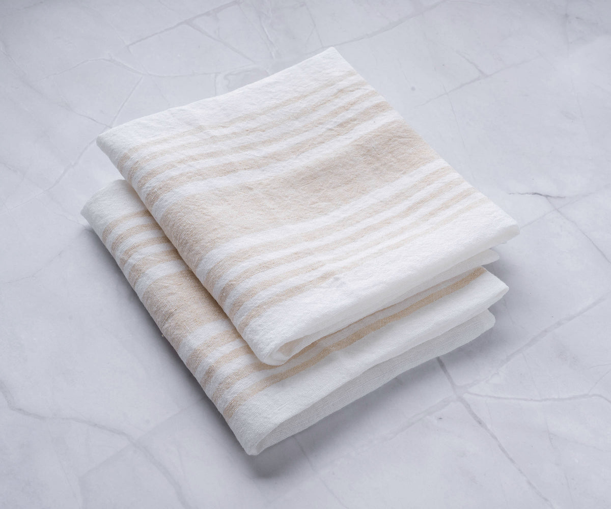 Cuisine Stripe Alabaster Beige Organic Cotton Dish Towels, Set of 2 +  Reviews