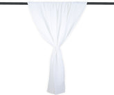 White 100% linen curtains with subtle stripe detail, styled in a bright living room