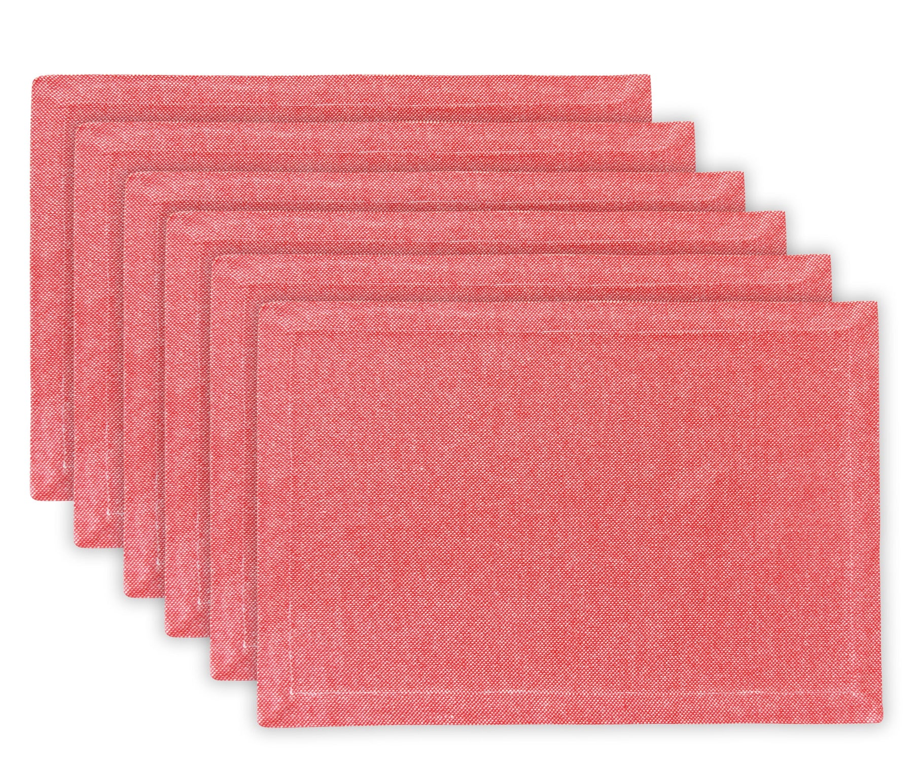  Enhance your dining table with vibrant red fabric placemats, combining elegance and protection for a delightful mealtime ambiance.