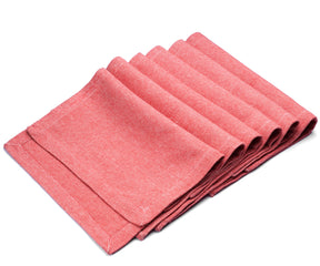 Dinning table placemats-Red Orange Placemats set of 6 are arranged one above another.
