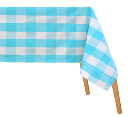 52 inch aqua blue buffalo check square tablecloth aqua blue