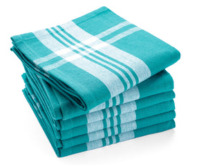 dishtowels, teal stripe kitchen towels, cotton kitchen towels, teal cloth dish towels, white stripe dish towels