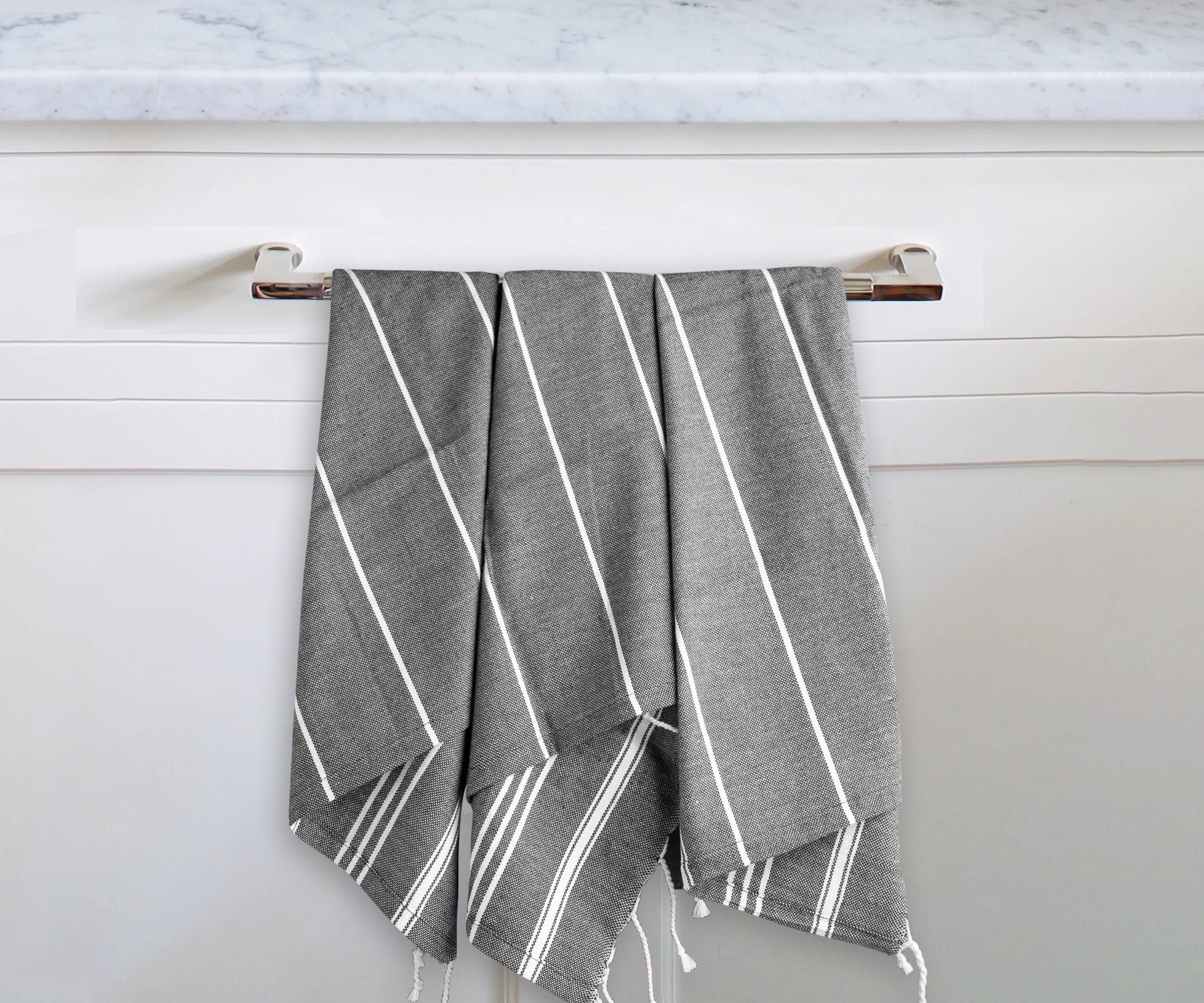 gray kitchen towels with white striped, cotton kitchen towels striped, tassel striped kitchen dish towels, dish towels for easter, cotton tea towels, hand towels for kitchen