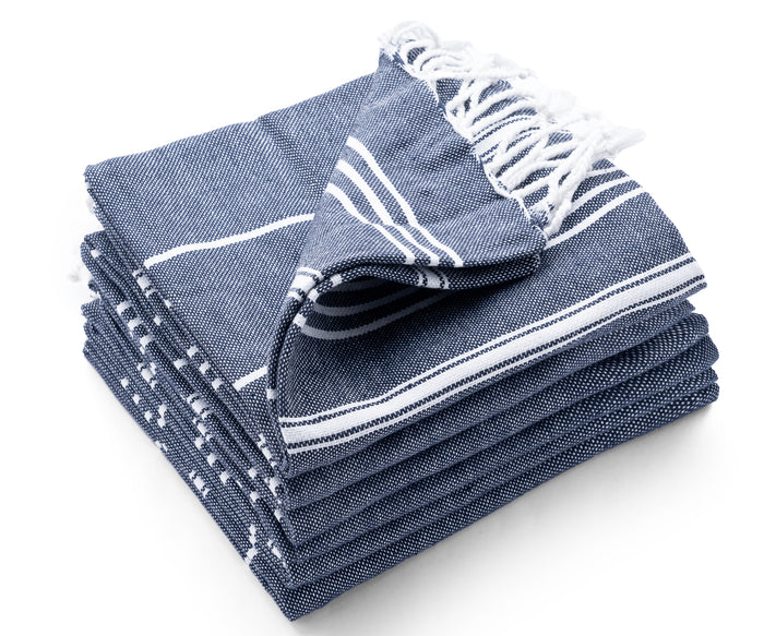 Fast drying Turkish cotton dish towels for drying dishes and hands, dish towels for kitchen, dishtowels, flour sack kitchen towels, absorbent kitchen towels, navy kitchen towels, luxury kitchen towels