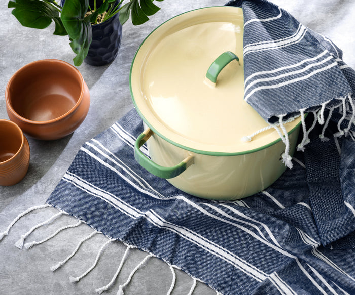 100% cotton Turkish kitchen towel flat weave absorbent fabric detail best dish towels, kitchen dish towels, cotton dish towels, kitchen towel set, kitchen towels with tassels, navy blue dish towels