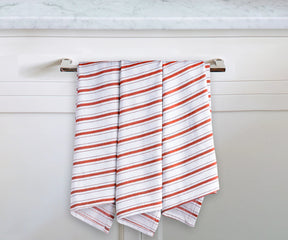 red and white stripe kitchen towels, loop towels for kitchen, farmhouse kitchen dish towels cotton, red cotton dish towels, red tea towels