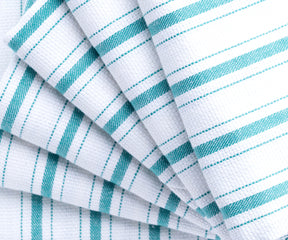 teal dish towels cotton with hanging loop for kitchen, teal stripe kitchen towels cotton, cotton tea towels, hand towels for kitchen
