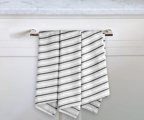 black striped kitchen towels with hanging loop, black dish towels cotton, valentines kitchen towels.