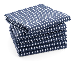 white and navy blue kitchen towels for regular use, modern dish towels cotton