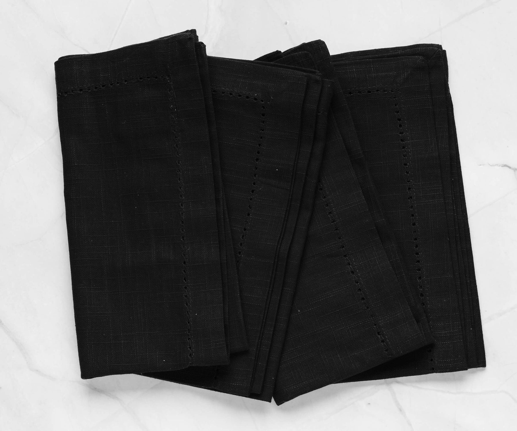 black linen napkins edge folded cloth napkins
