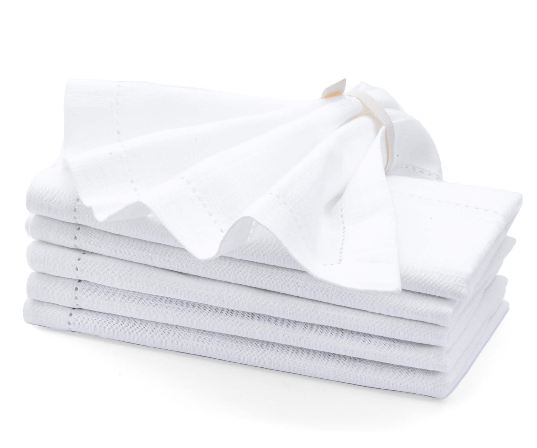white napkins cloth, linen napkins, hemstitch napkins, hemstitched dinner napkins, white dinner napkins, linen napkins white