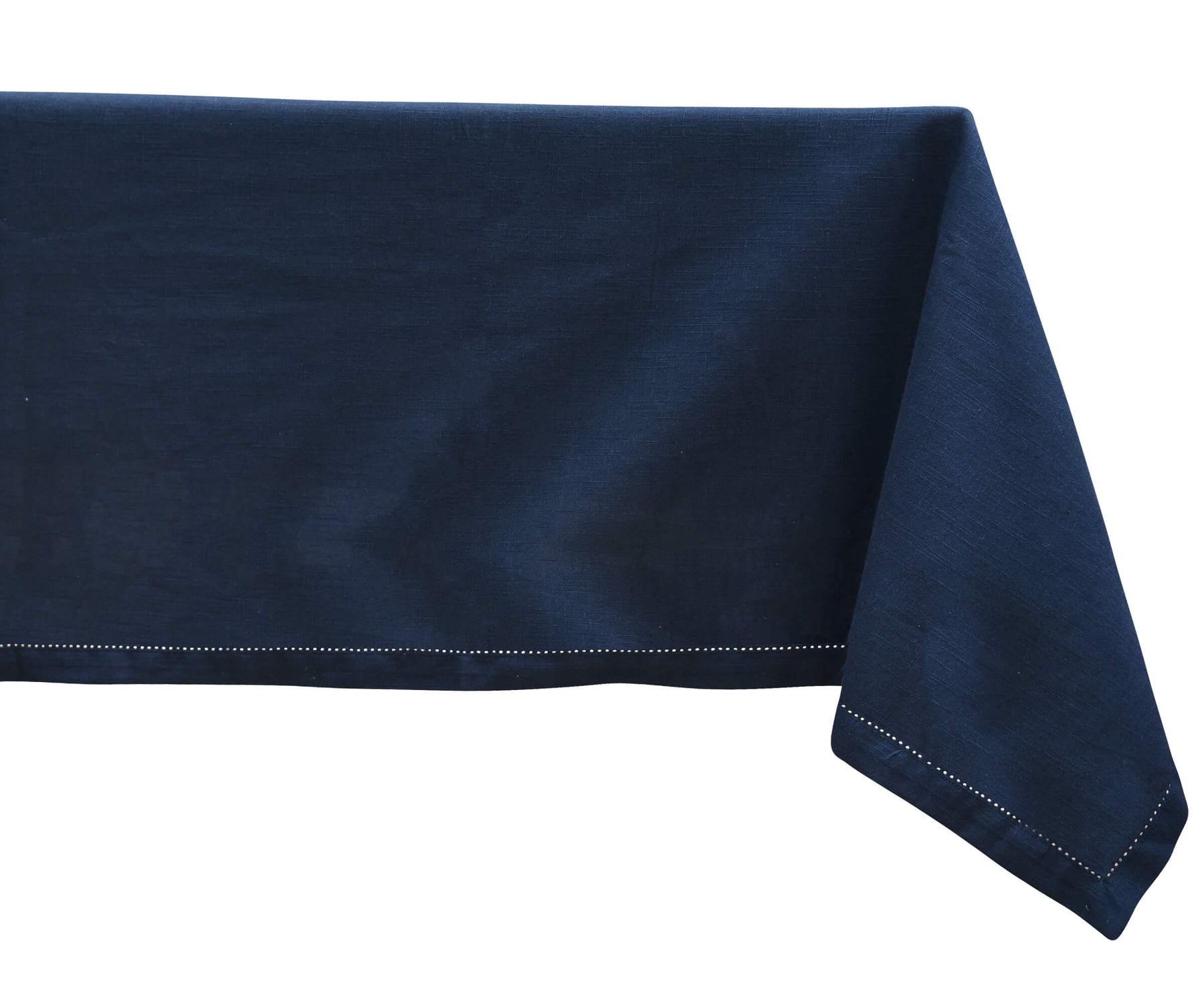Blue rectangle tablecloth - Cotton Tablecloths is spreaded with white background.