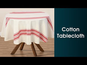 red and cream, square tablecloth, rectangular tablecloths.