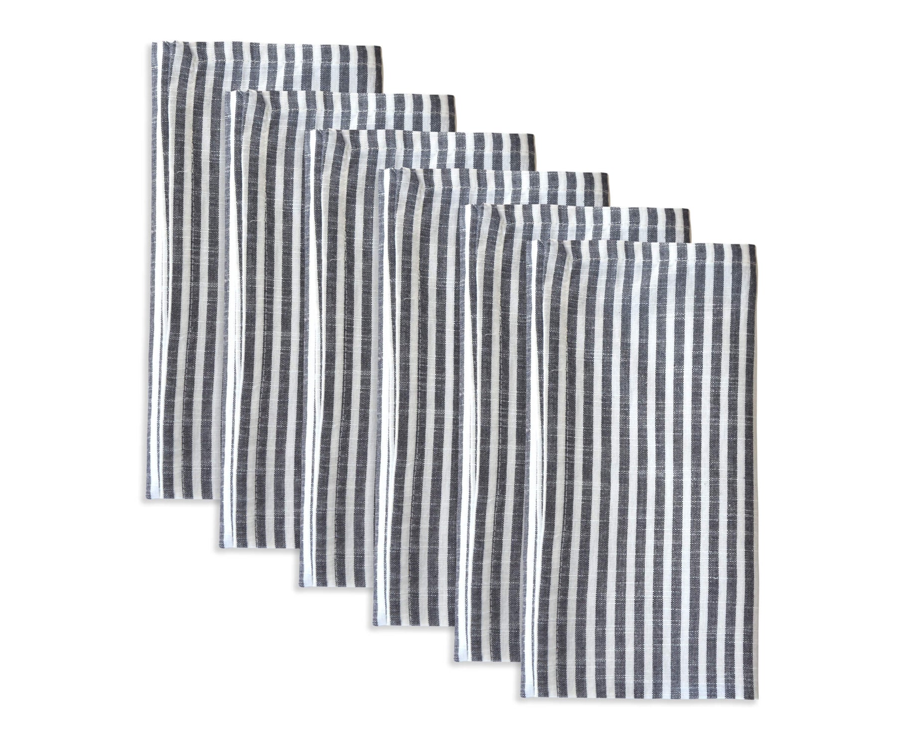 Black and white napkins - The folded set of 6 Cloth napkins are arranged alternatively which features cloth table napkins and  White Cotton Napkins.