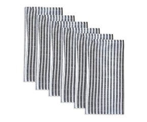 Set of six restaurant napkins with black and white bistro stripes