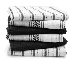 white with black striped kitchen towels are linen kitchen towels, bar dish towels for kitchen.