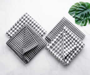 cotton dish towels set of 6, french kitchen towels, country stripe dish towels, grey dish towels with white stripe.