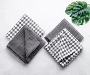 gray plain kitchen towels or waffle towels for kitchen, gray and white kitchen towels cotton.