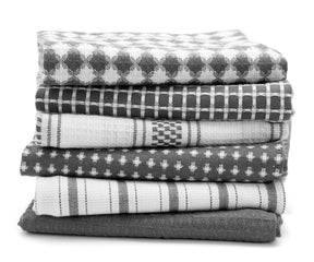 gray and white striped dish towels, cotton kitchen towels striped, gray striped kitchen towels, french stripe dish towels.