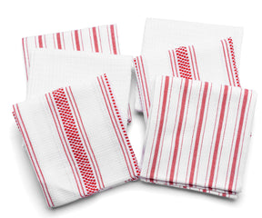 cloth dish towels with hanging loop, red and white kitchen towels cotton, red and white striped kitchen towels.