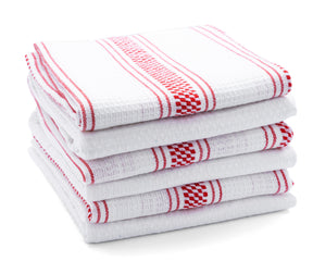 striped towels or white kitchen towels are modern kitchen towels, white with red stripe kitchen towels.