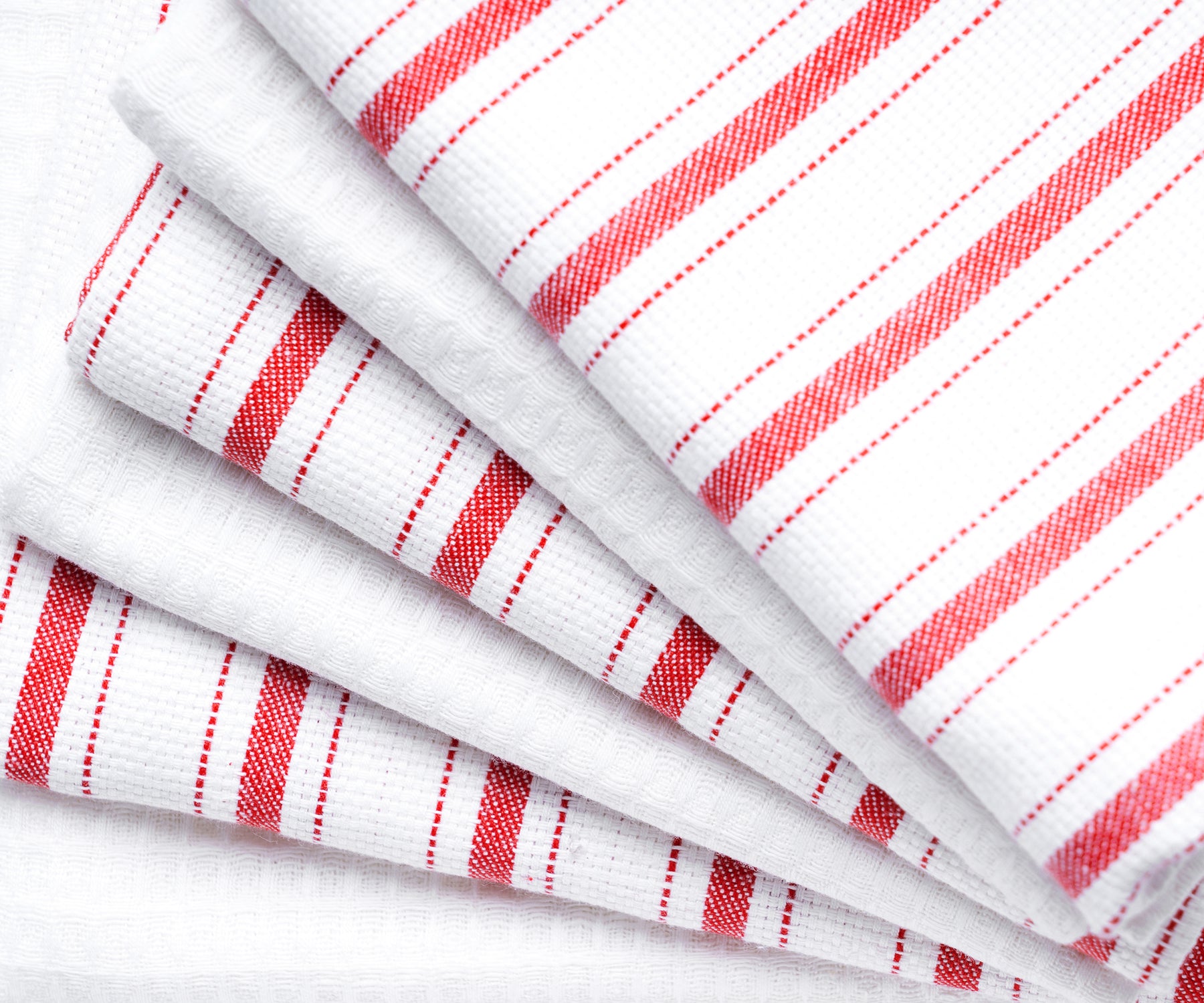 red stripe kitchen towels set of 6, white dish cloths with red stripe kitchen towels set of 6, waffle towels.