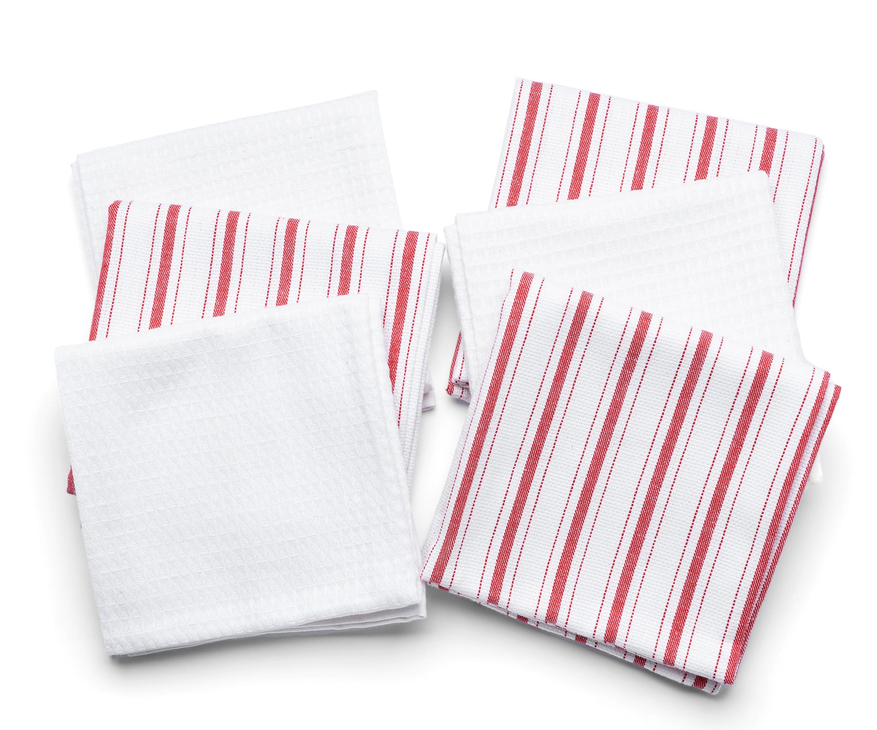 Dish towels set of 6, Red and white striped dish towels cotton, drying dish towels or hand towels for kitchen