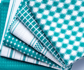 teal hand towels cotton for kitchen, white and teal striped kitchen towels with hanging loops. easter kitchen towels