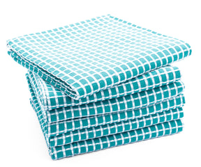 trendy dish towels for kitchen, set of 6 teal dish cloths, teal cotton dish towels