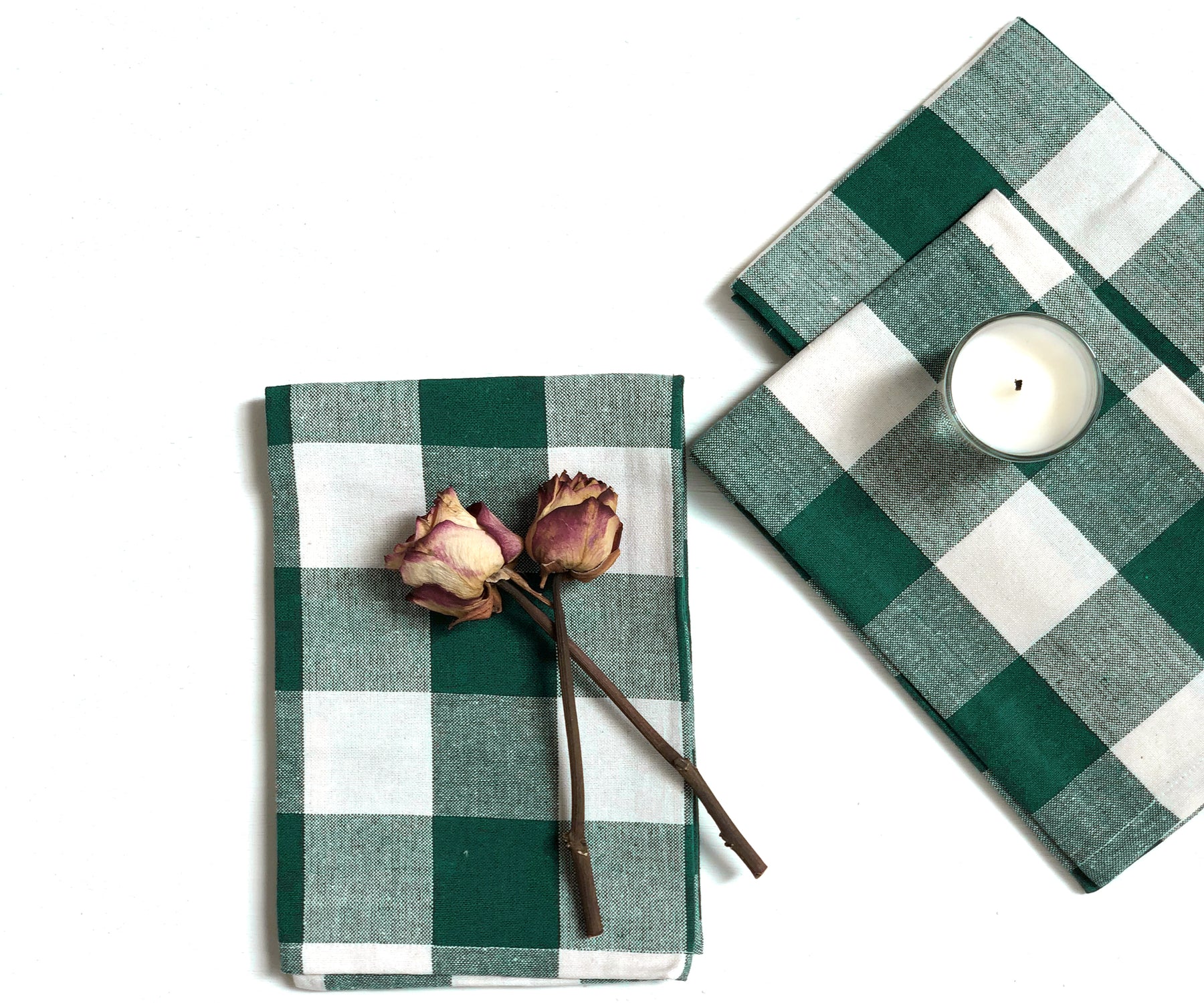 These green and white striped dish towels are made from a soft and absorbent cotton blend, and their fun pattern will add a touch of color to your kitchen.
