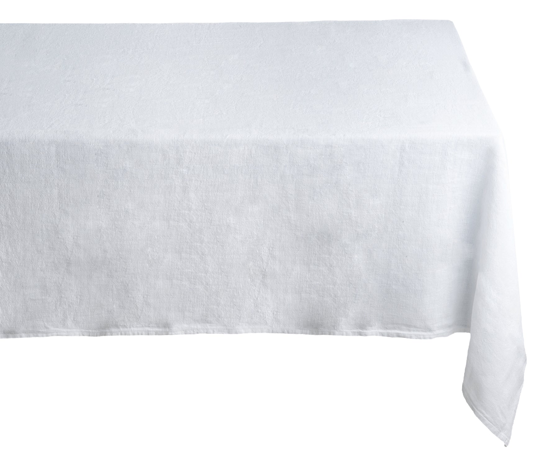 Elevate your table setting with the elegance of white linen tablecloths, including options for rectangular tables.