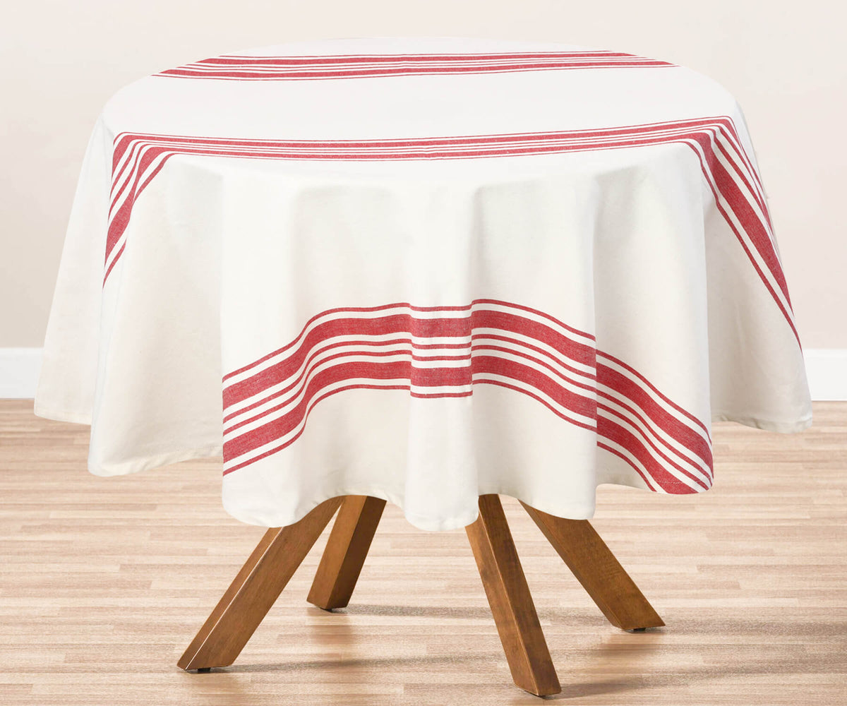The round cotton tablecloth is weaved with cotton fabric, making it easy for regular use.