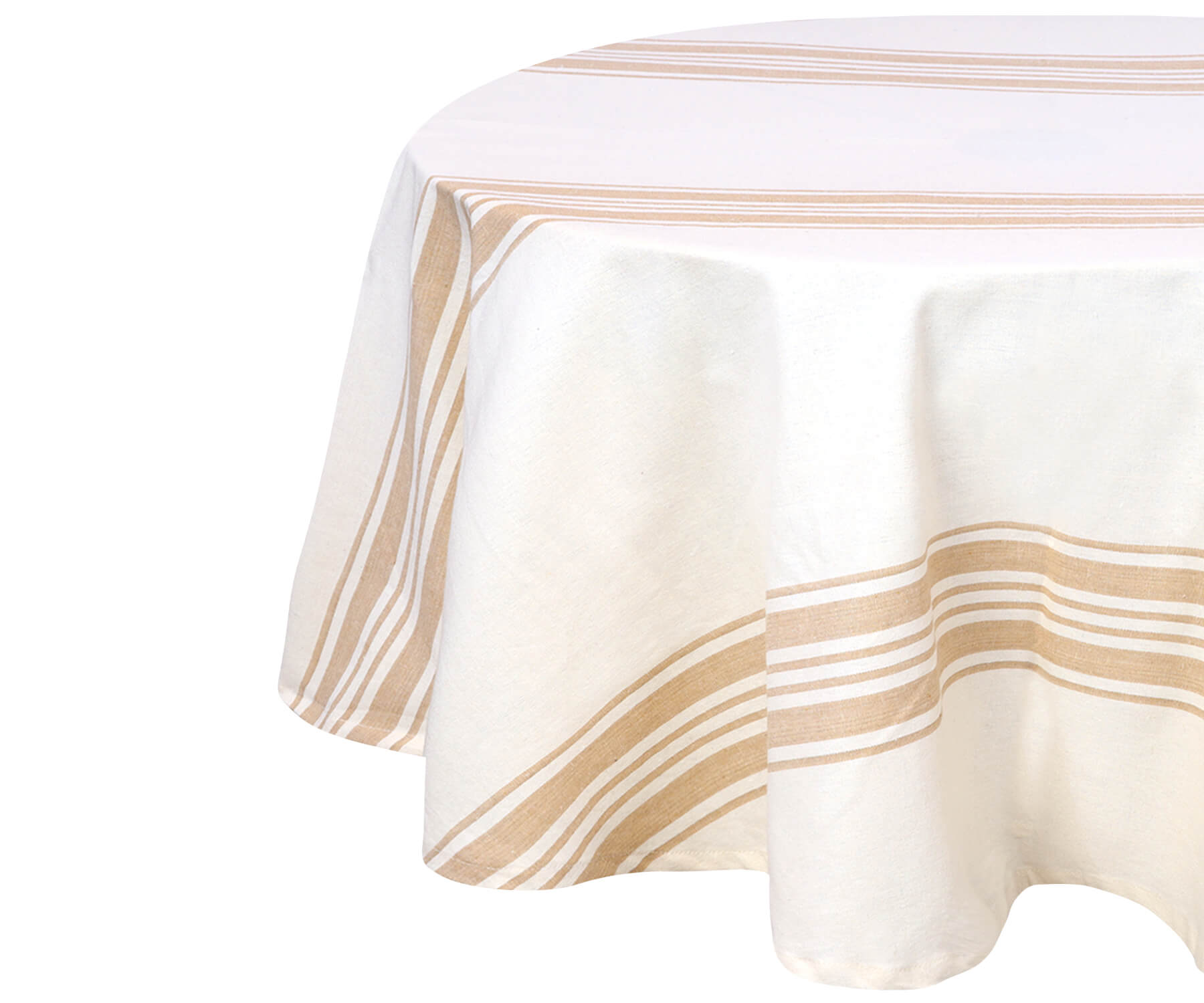 For a clean and pristine look, opt for a round white tablecloth, the epitome of sophistication, suitable for weddings and upscale gatherings.