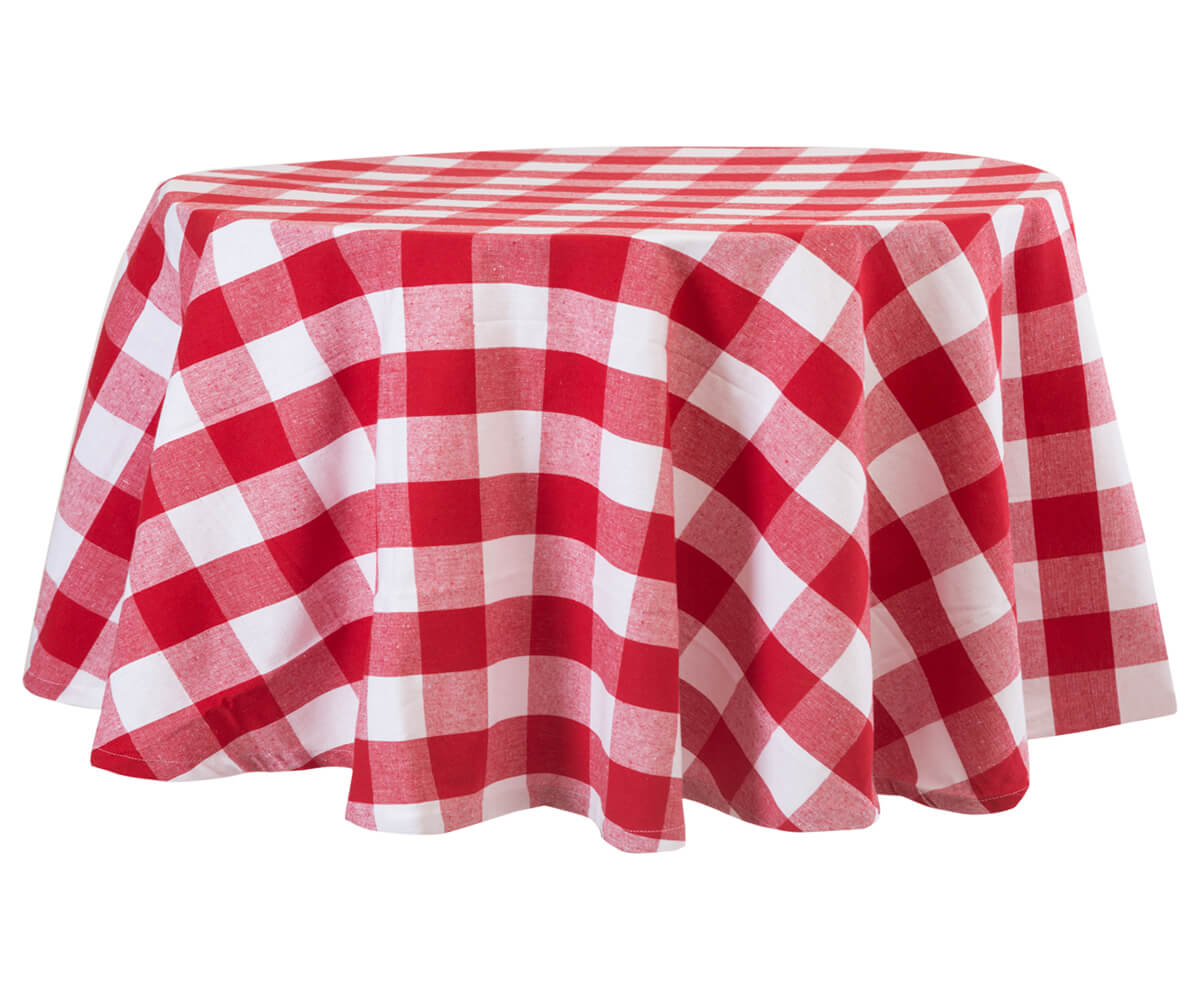 Enhance your table settings with charm and versatility through white, red, and buffalo plaid tablecloths, suitable for a range of occasions.