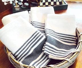 Kitchen towels, Tea towels, Blue striped towels, Striped towels bath, Black and White striped towels.