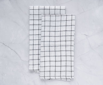 Kitchen Towel Sets | All Cotton and Linen Black & White / Set of 4