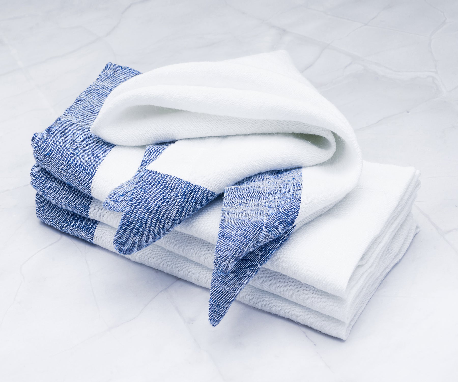 Navy linen napkins, cotton dinner napkins, cloth napkins, linen napkins, white and navy napkins